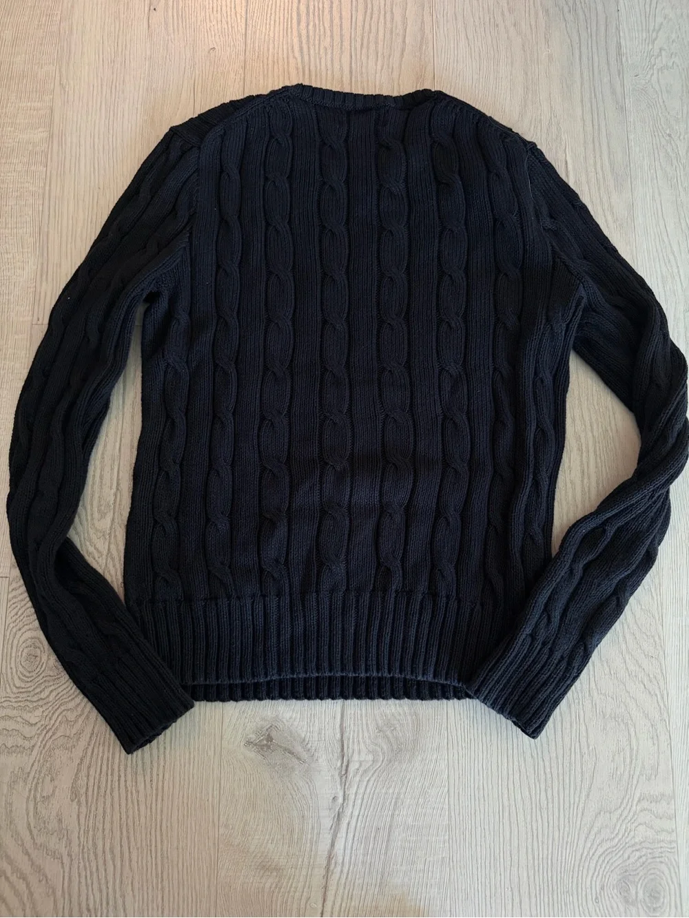 Polo Ralph Lauren Black Cable-Knit Cotton Crewneck Sweater Size Small - Picture 5 of 6